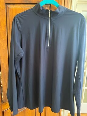 Lady Hagen Ladies XL Navy 1/4 Silver Zipper Lightweight Pullover NWOT
